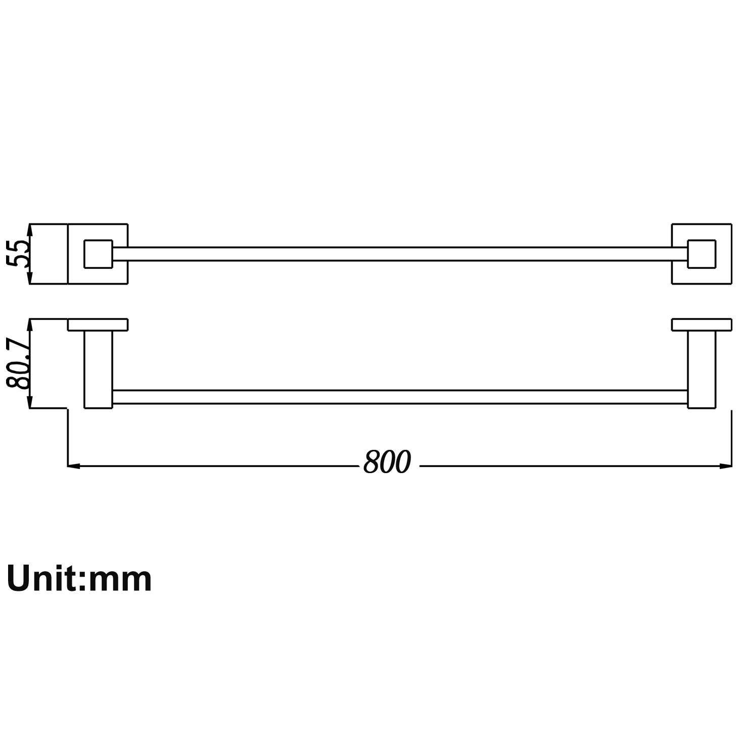 Ottimo Single Bar Wall Mounted Stainless Steel Towel Rail
