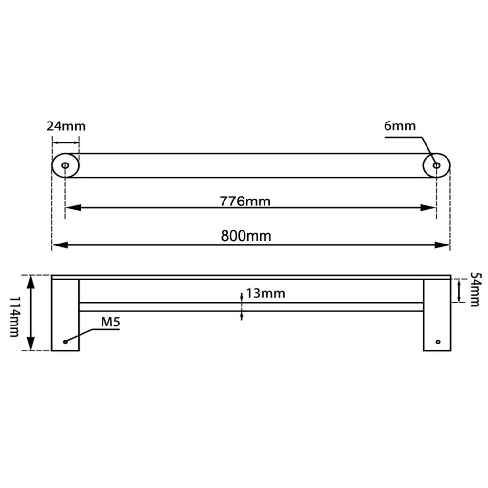 Chrome Rumia Double Bar Wall Mounted Stainless Steel Towel Rail