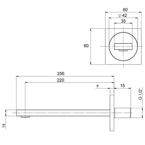 Square 2-in-1 Wall Mounted Bathtub & Basin Spout