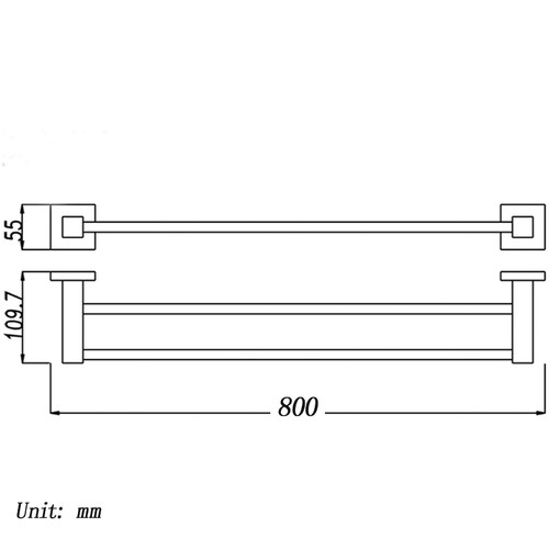 Square Ottimo Stainless Steel Wall Mount Double Towel Rail