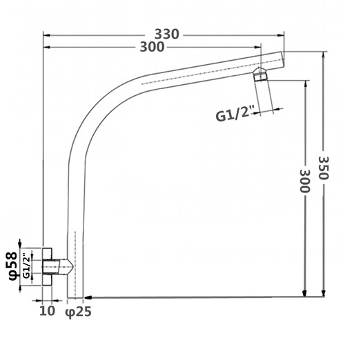 2 Piece Round Shower Head & Gooseneck Wall Shower Arm Set