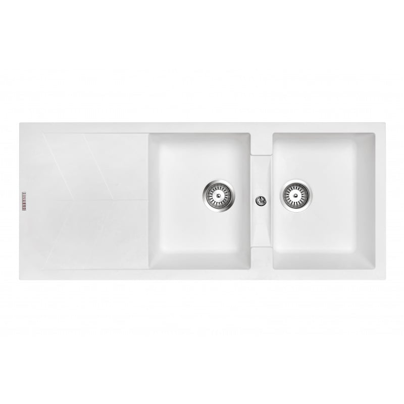 Carysil 21cm Granite Double Kitchen Sink with Drainboard