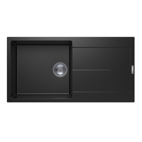 Black Carysil 20cm Granite Single Kitchen Sink with Drainboard
