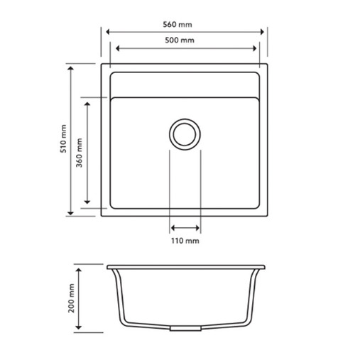 Carysil 56cm Granite Single Kitchen Sink