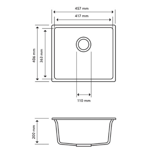 Carysil 45.7cm Granite Single Kitchen Sink