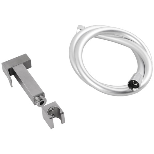 Brushed Nickel Square Toilet Bidet Spray & Diverter with PVC Hose