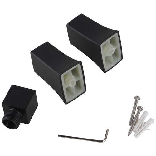 Black Square Wall Mounted Sliding Rail with Water Hose & Wall Connector Set