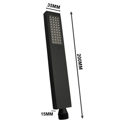 Black Square Wall Mounted Sliding Rail & Brass Square Hand Held Shower Set
