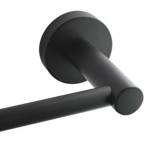 Black Round Euro Single Bar Pin Lever Towel Rail