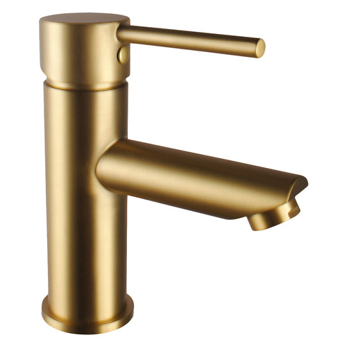 Solid brass brushed yellow gold finish Bathroom Round Basin Mixer Tap Brushed Gold Vanity Faucet WELS Pin Lever Handle