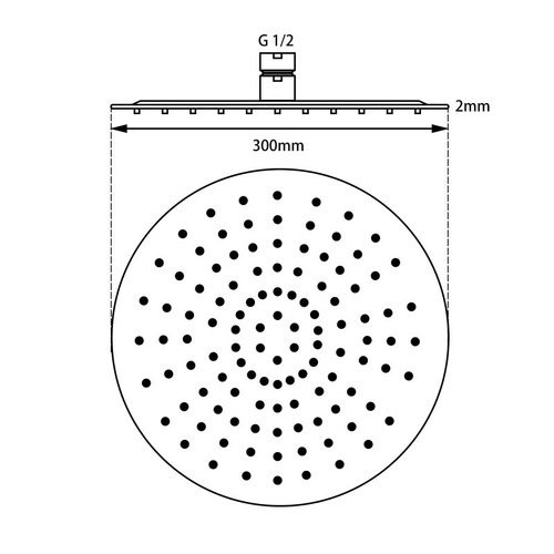 2 Piece Round Super-Slim Shower Head & Ceiling Shower Arm Set