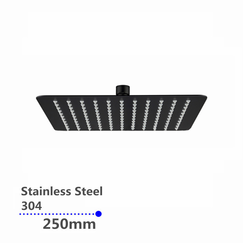 2 Piece Black Super-Slim Shower Head & Shower Arm Set