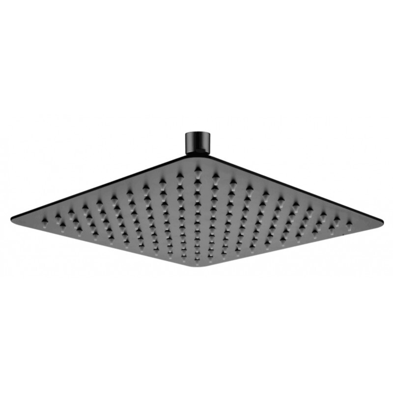 2 Piece Black Super-Slim Shower Head & Ceiling Shower Arm Set