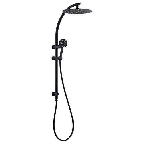 5 Piece Black Round Top Water Inlet Shower Set