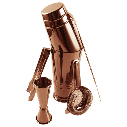 5 Piece Vintage-Style Boston Cocktail Shaker Set