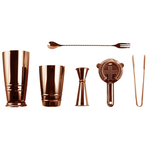 5 Piece Vintage-Style Boston Cocktail Shaker Set
