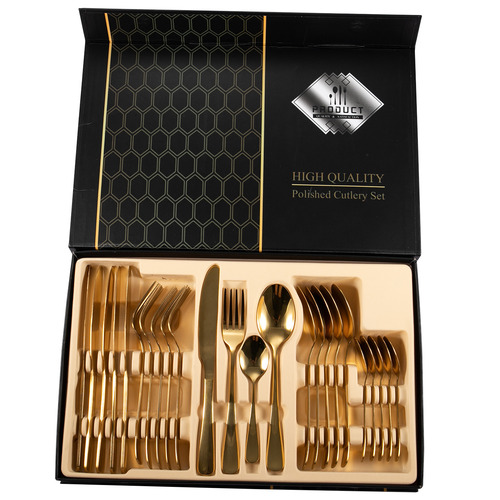24 Piece Gold Stainless Steel Cutlery Set