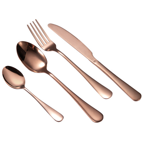 24 Piece Rose Gold Stainless Steel Cutlery Set