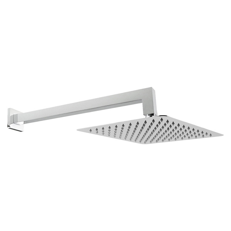 10cm Square Rain Shower Head & Elbow Wall Arm Set