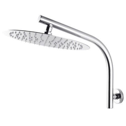 12cm Round Rain Shower Head & Gooseneck Wall Arm Set
