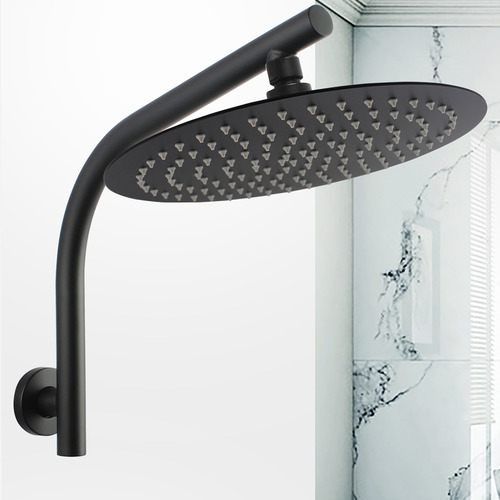 12cm Round Rain Shower Head & Gooseneck Wall Arm Set