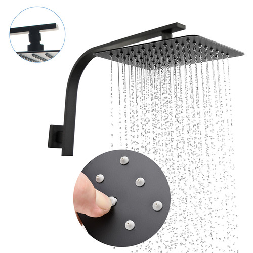 8cm Square Rain Shower Head & Gooseneck Wall Arm Set