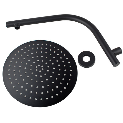 12cm Round Rain Shower Head & Gooseneck Wall Arm Set