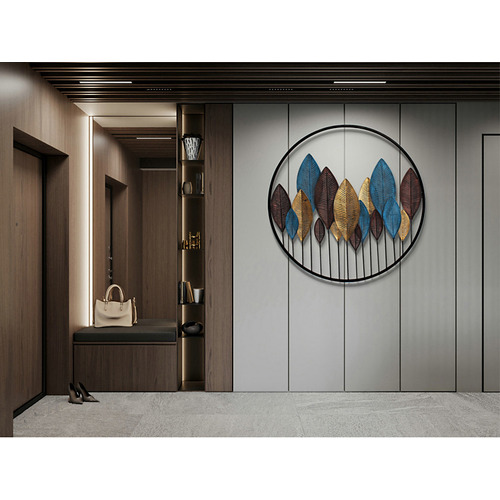 Round Iron Leafy Wall Accent