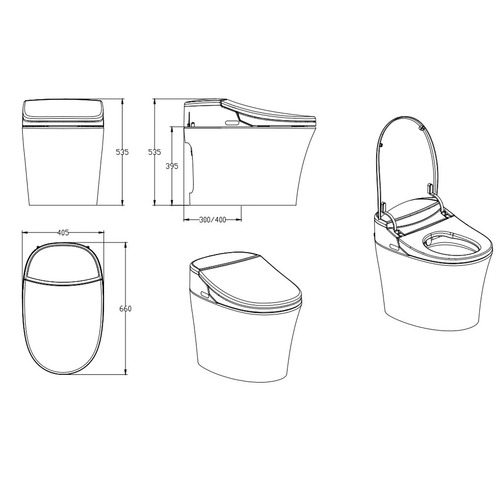 Bristol Smart Toilet Suite with Remote Control Temple & ster