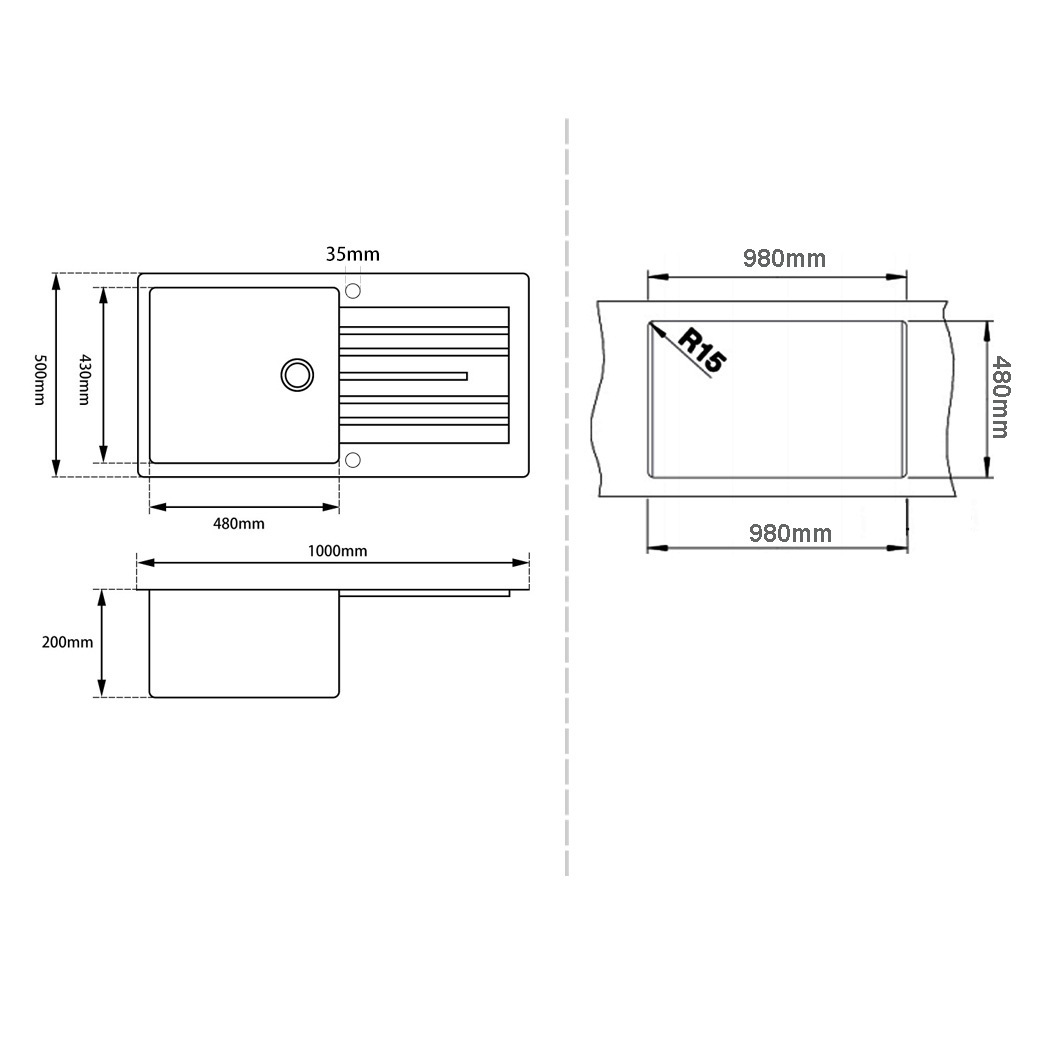 Chenal-1000mm-Single-Kitchen-Sink-with-Drainer