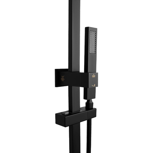 4 Piece Black Rainfall Water Inlet Shower Set