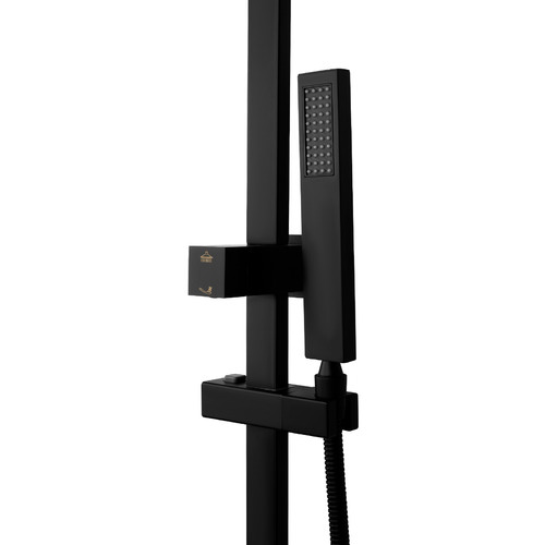 4 Piece Black Rainfall Water Inlet Shower Set