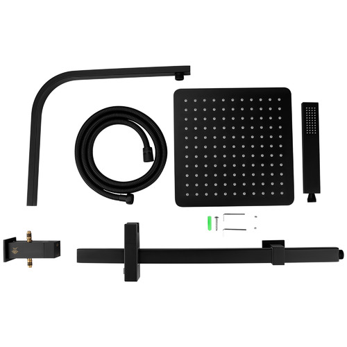 4 Piece Black Rainfall Water Inlet Shower Set