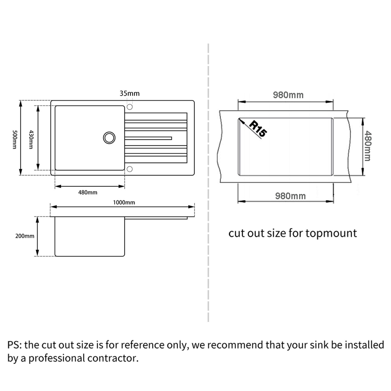 Chenal-1000mm-Single-Kitchen-Sink-with-Drainer