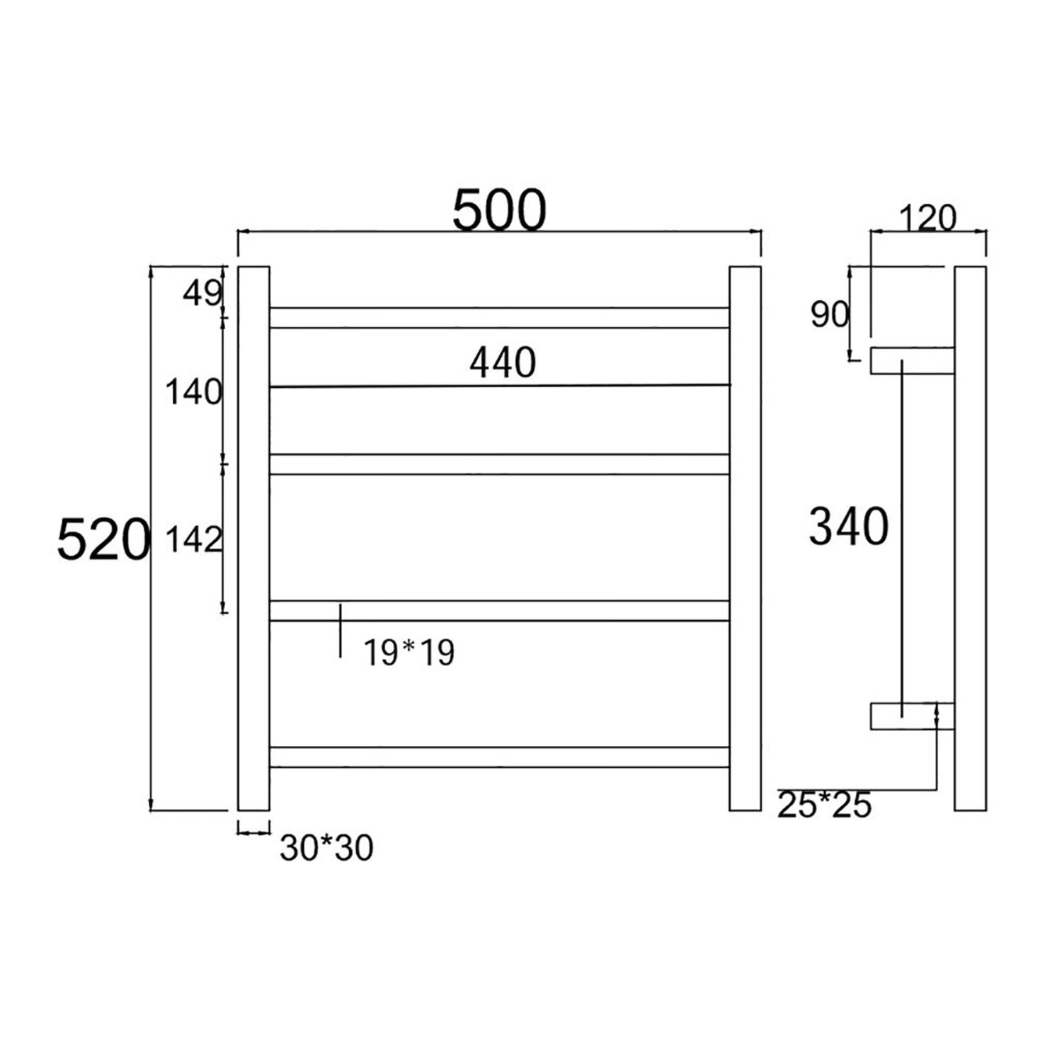 Ottimo-Square-500-x-520mm-Stainless-Steel-Heated-Towel-Rail