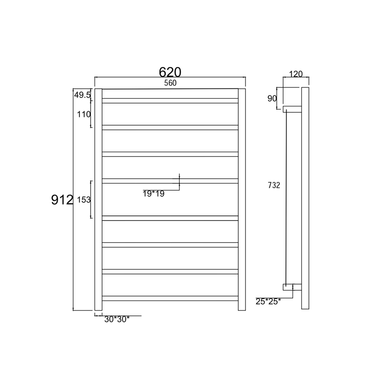 Ottimo-Square-620-x-912mm-Heated-Towel-Rail