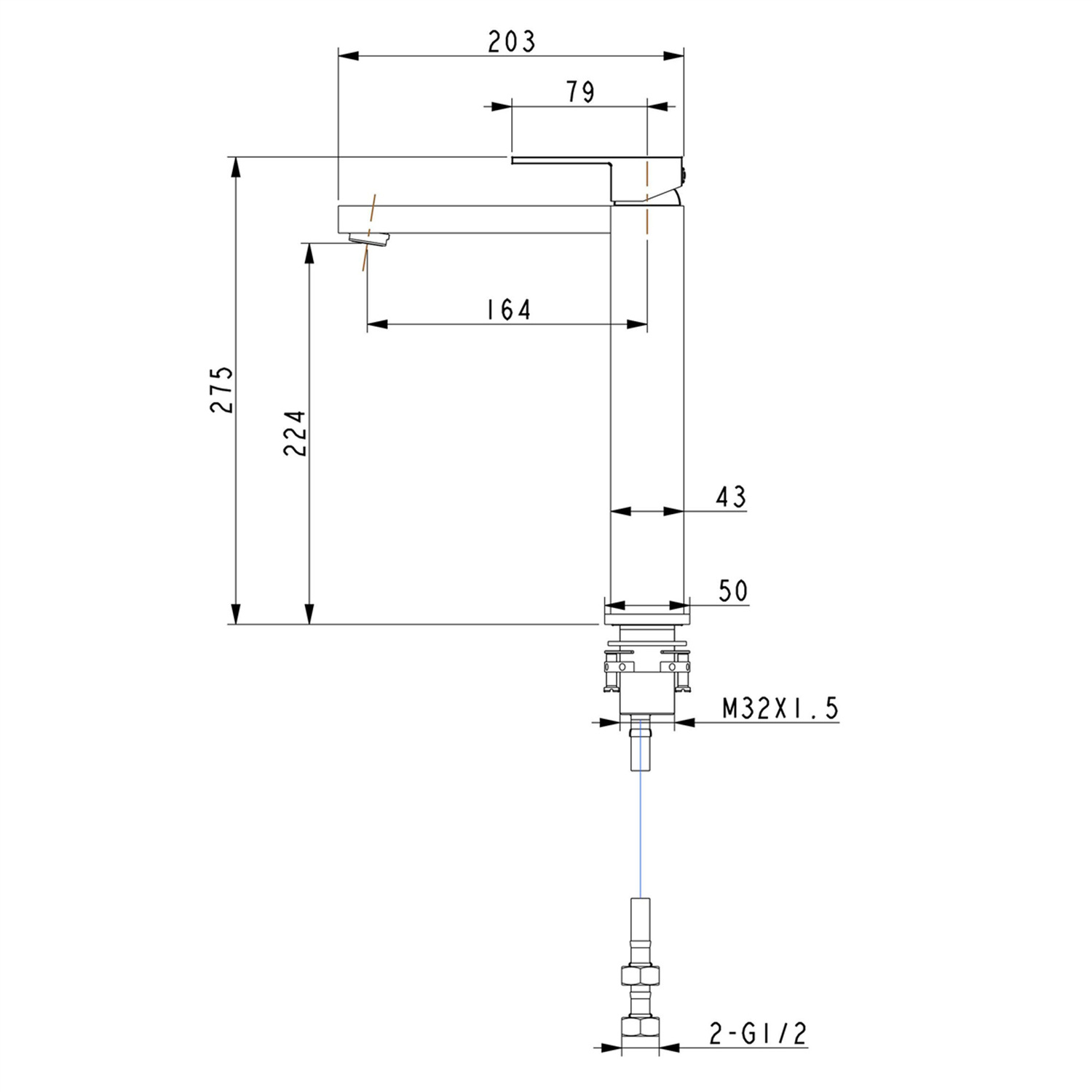 Ottimo-Square-Tall-Basin-Mixer