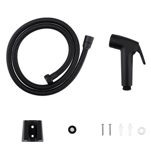 2 Piece Black Toilet Bidet & Hose Set