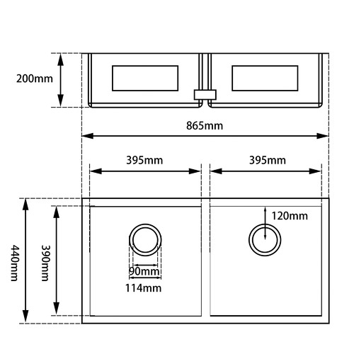 Pinebee Stainless Steel Double Basin Kitchen Sink