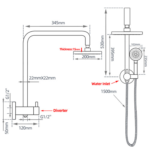 5 Piece Chrome Layka Stainless Steel Shower Set