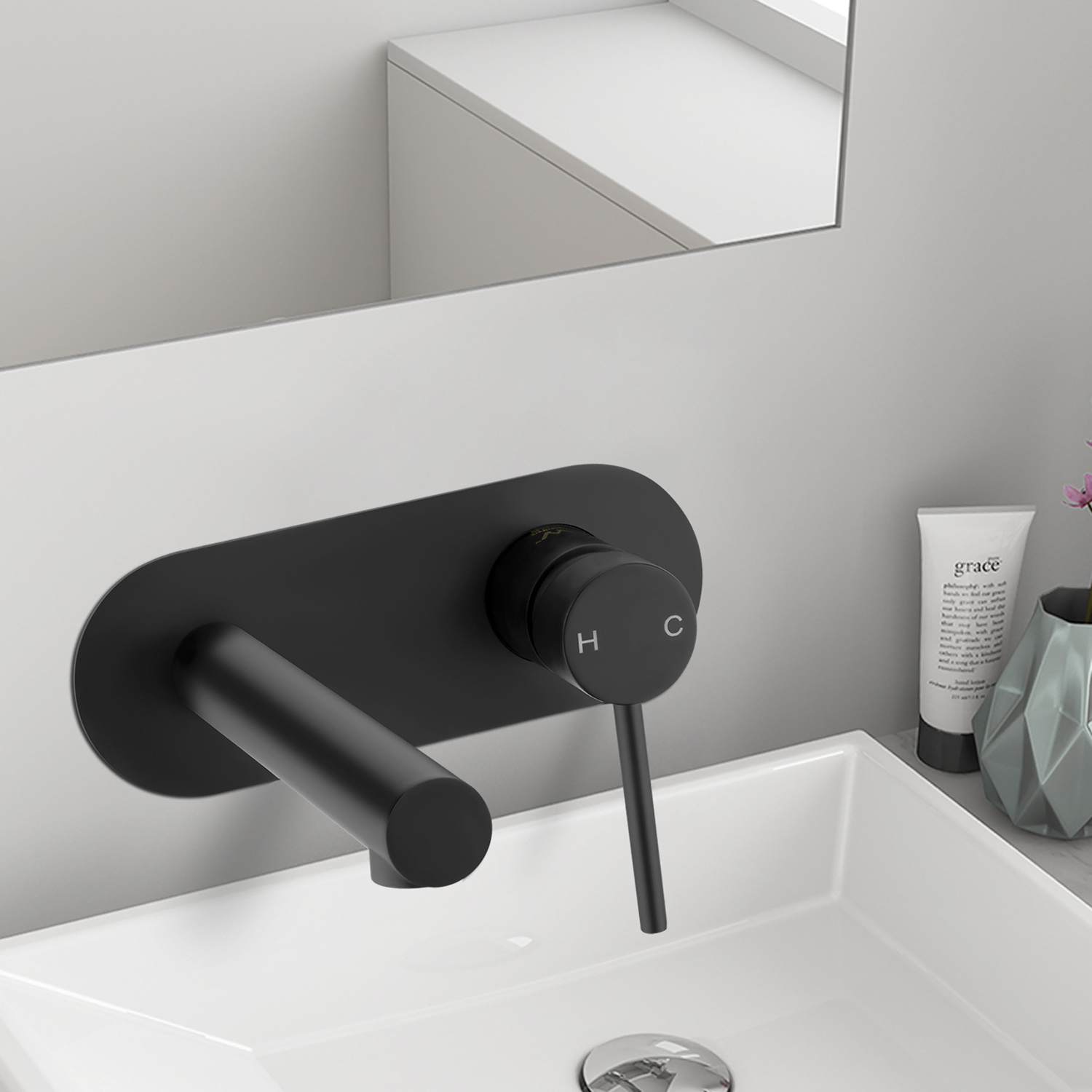 Solander-210mm-Straight-Bath-basin-Wall-Mixer-Set