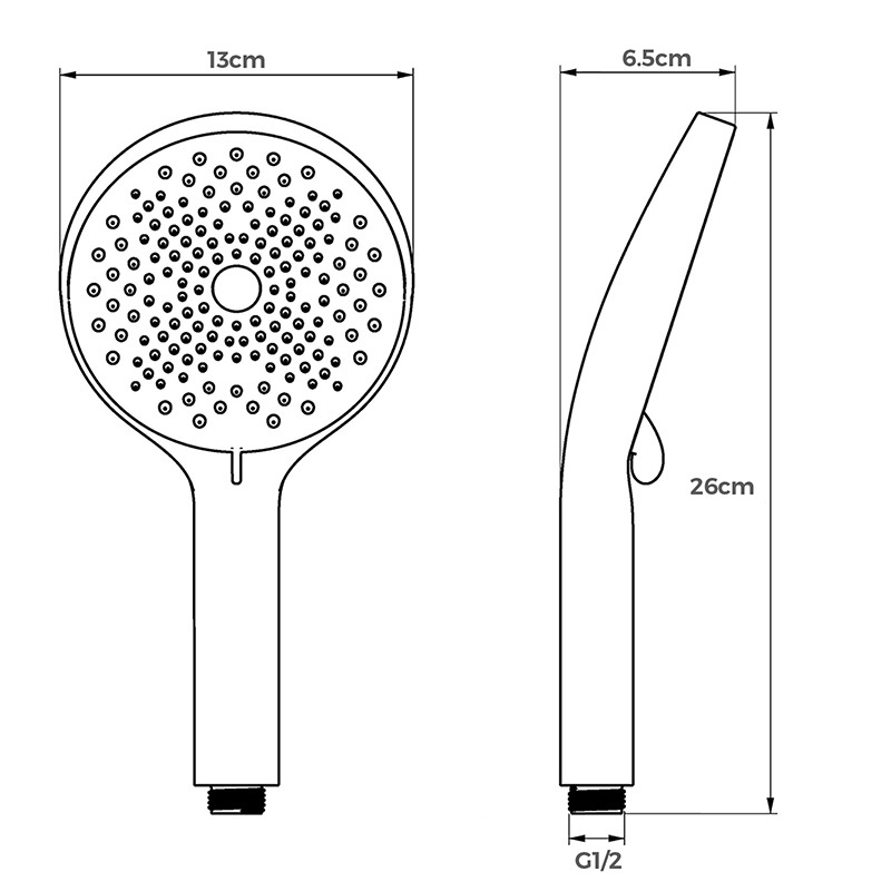 Fiaro-Black-Hand-held-Shower-Head