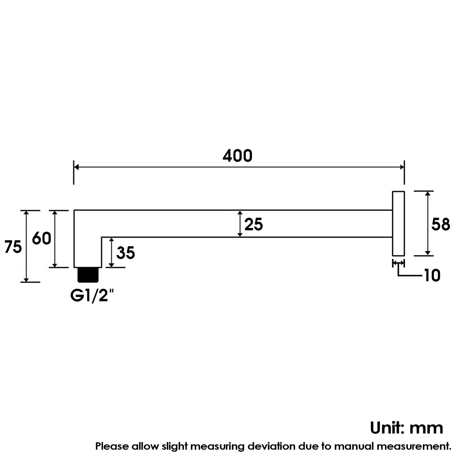 Nero-400mm-Square-Shower-Arm