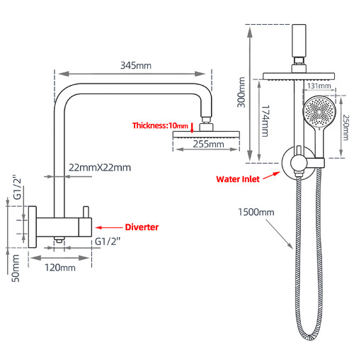 Aqua Gooseneck Shower Set Temple & ster