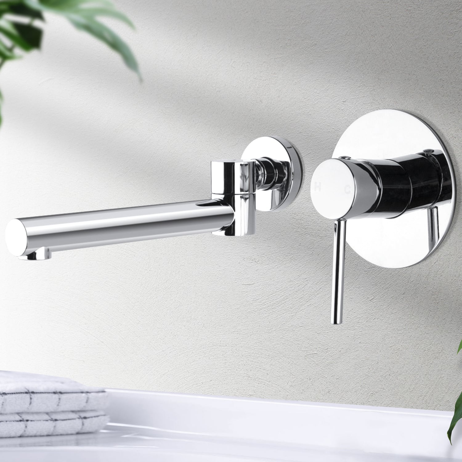 Expert Homewares Wall Mounted Swivel Bath Spout & Mixer Tap Set ...
