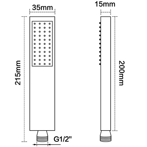2 Piece Chrome Square Brass Handheld Shower Head with Hose Set