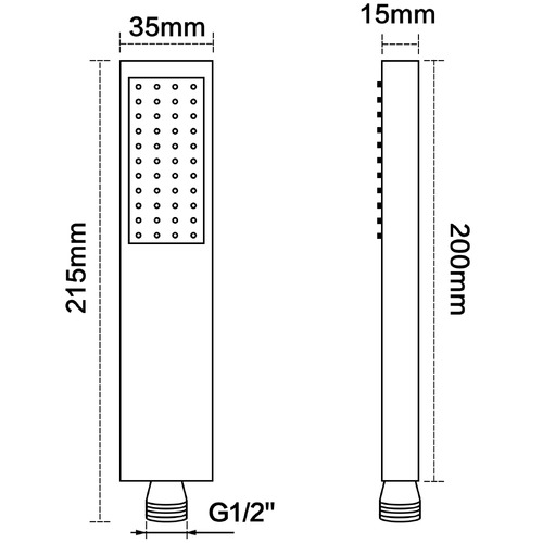 2 Piece Chrome Square Brass Handheld Shower Head with Stainless Steel Hose Set