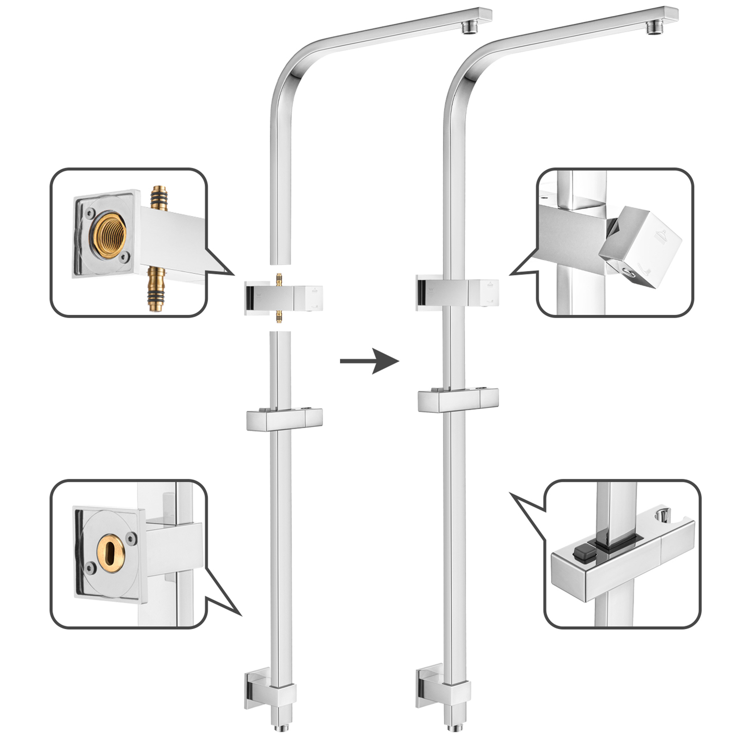 Andon-300mm-Square-Gooseneck-Twin-Shower