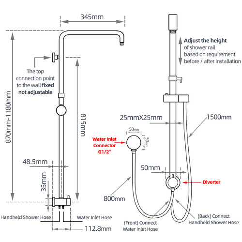 Round Twin Shower Rail