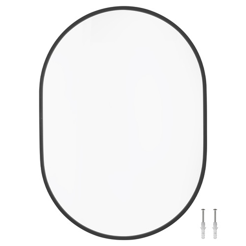 Black Superia Oval Stainless Steel Wall Mirror